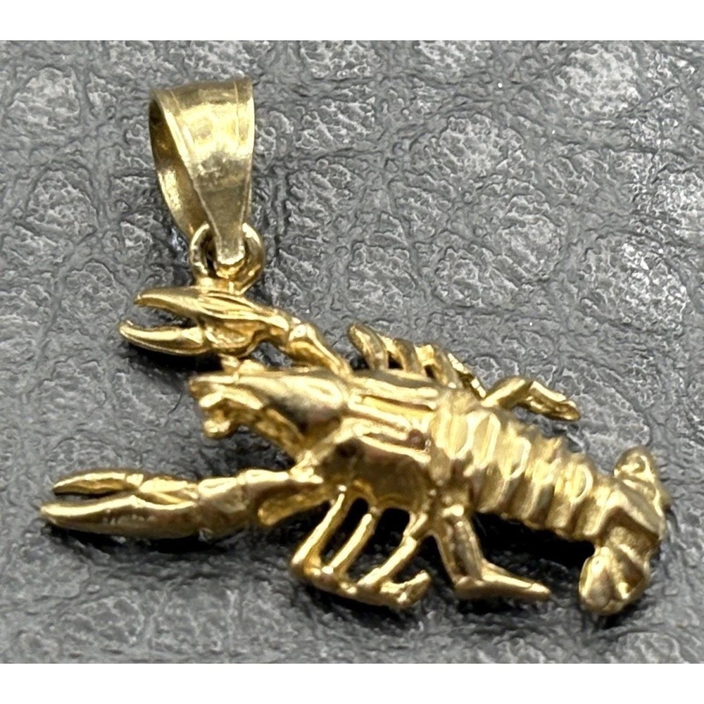 14K Solid Yellow Gold Lobster Pendant Or Charm Sea Life Beach Ocean Nautical